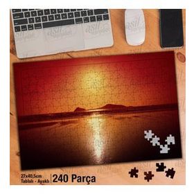 Asil Hobi Gün Batımı-Kızıl Gökyüzü-Deniz-Doğa Yapboz-Ayak Destekli Çerçeveli 240 Parça Puzzle