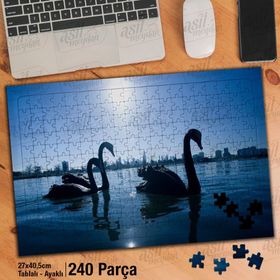Asil Hobi Gün Batımı-Kuğular-Deniz-Hayvan Yapboz-Ayak Destekli Çerçeveli 240 Parça Puzzle