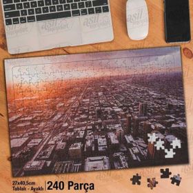 Asil Hobi Gün Batımı-Şehir-Binalar-Manzara Yapboz-Ayak Destekli Çerçeveli 240 Parça Puzzle