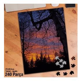 Asil Hobi Gün Batımı-Ters Işık-Ağaçlar Yapboz-Ayak Destekli Çerçeveli 240 Parça Puzzle