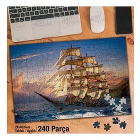 Asil Hobi Gün Batımı-Yelken-Gemi Yapboz-Ayak Destekli Çerçeveli 240 Parça Puzzle
