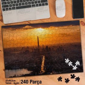 Asil Hobi Gün Batımında Şehir Görüntüsü-Manzara Yapboz-Ayak Destekli Çerçeveli 240 Parça Puzzle