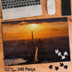 Asil Hobi Gün Batımında Şehir Görüntüsü-Manzara Yapboz-Ayak Destekli Çerçeveli 240 Parça Puzzle