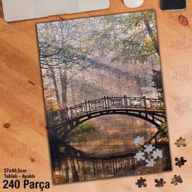 Asil Hobi Gün Işığı-Göl-Köprü-Ağaçlar-Doğa Yapboz-Ayak Destekli Çerçeveli 240 Parça Puzzle