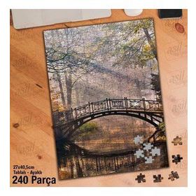 Asil Hobi Gün Işığı-Göl-Köprü-Ağaçlar-Doğa Yapboz-Ayak Destekli Çerçeveli 240 Parça Puzzle