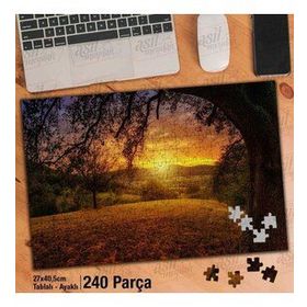 Asil Hobi Günbatımı-Ağaç Dalları-Doğa-Manzara Yapboz-Ayak Destekli Çerçeveli 240 Parça Puzzle