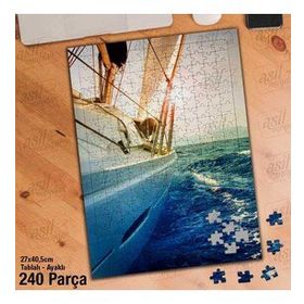 Asil Hobi Güneş-Deniz-Tekne-Yelken-Manzara Yapboz-Ayak Destekli Çerçeveli 240 Parça Puzzle