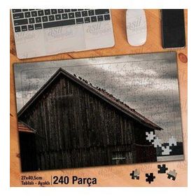 Asil Hobi Güvercinler-Ahşap Klübe-Gri Gökyüzü Yapboz-Ayak Destekli Çerçeveli 240 Parça Puzzle