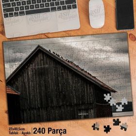 Asil Hobi Güvercinler-Ahşap Klübe-Gri Gökyüzü Yapboz-Ayak Destekli Çerçeveli 240 Parça Puzzle