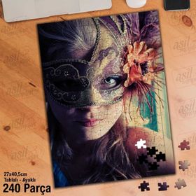 Asil Hobi Güzel Kadın-Maskeli Balo Yapboz-Ayak Destekli Çerçeveli 240 Parça Puzzle