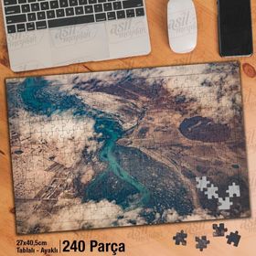 Asil Hobi Güzel Mavi Nehir-Hava-Bulutlar Yapboz-Ayak Destekli Çerçeveli 240 Parça Puzzle