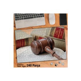 Asil Hobi Hakim Tokmağı-Adalet-Hukuk-Kitaplar Yapboz-Ayak Destekli Çerçeveli 240 Parça Puzzle