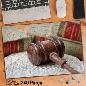 Asil Hobi Hakim Tokmağı-Adalet-Hukuk-Kitaplar Yapboz-Ayak Destekli Çerçeveli 240 Parça Puzzle
