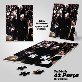Asil Hobi Halk Ve Mustafa Kemal Atatürk-Yapboz-Ayak Destekli Çerçeveli 42 Parça Puzzle