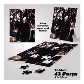 Asil Hobi Halk Ve Mustafa Kemal Atatürk-Yapboz-Ayak Destekli Çerçeveli 42 Parça Puzzle