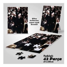 Asil Hobi Halk Ve Mustafa Kemal Atatürk-Yapboz-Ayak Destekli Çerçeveli 42 Parça Puzzle
