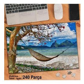 Asil Hobi Hamak-Ağaçlar-Deniz-Doğa-Manzara Yapboz-Ayak Destekli Çerçeveli 240 Parça Puzzle