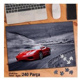 Asil Hobi Hareket Halinde Kırmızı Spor Araba-Oto Yapboz-Ayak Destekli Çerçeveli 240 Parça Puzzle