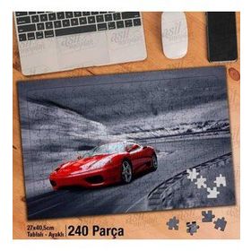 Asil Hobi Hareket Halinde Kırmızı Spor Araba-Oto Yapboz-Ayak Destekli Çerçeveli 240 Parça Puzzle