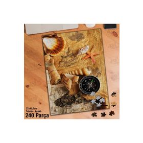Asil Hobi Harita-Deniz Kabuğu-Pusula-Denizci Yapboz-Ayak Destekli Çerçeveli 240 Parça Puzzle