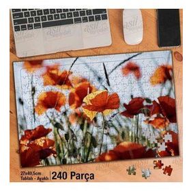 Asil Hobi Haşhaş-Çiçek-Kırmızı Bitki-Peyzaj Yapboz-Ayak Destekli Çerçeveli 240 Parça Puzzle