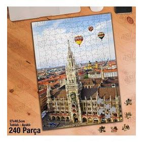 Asil Hobi Hava Balonları-Saat Kulesi-Şehir-Yapboz-Ayak Destekli 240 Parça Puzzle