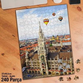 Asil Hobi Hava Balonları-Saat Kulesi-Şehir-Yapboz-Ayak Destekli 240 Parça Puzzle