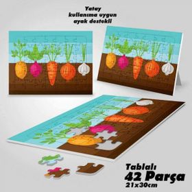 Asil Hobi Havuç-Soğuk-Patates-Turp-Çocuklar İçin Eğitici Yapboz-Ayak Destekli 42 Parça Puzzle