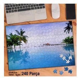 Asil Hobi Havuz-Palmiye Ağaçları-Tatil Yapboz-Ayak Destekli Çerçeveli 240 Parça Puzzle