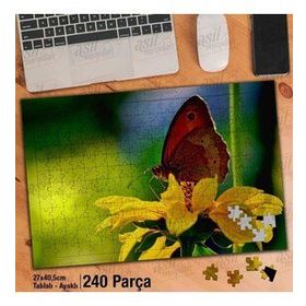 Asil Hobi Hayvan-Böcek-Kelebek-Sarı Çiçek-Doğa Yapboz-Ayak Destekli Çerçeveli 240 Parça Puzzle