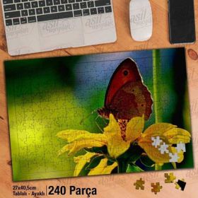 Asil Hobi Hayvan-Böcek-Kelebek-Sarı Çiçek-Doğa Yapboz-Ayak Destekli Çerçeveli 240 Parça Puzzle