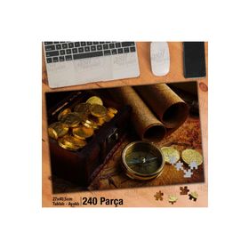 Asil Hobi Hazine-Pusula-Harita-Altın Yapboz-Ayak Destekli Çerçeveli 240 Parça Puzzle