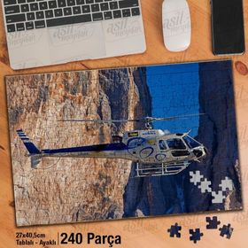 Asil Hobi Helikopter-Yükseklik-Kayalıklar Yapboz-Ayak Destekli Çerçeveli 240 Parça Puzzle