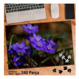 Asil Hobi Hepatica-Mor Çiçek-Bitki-Doğa Yapboz-Ayak Destekli Çerçeveli 240 Parça Puzzle
