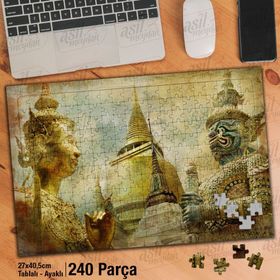 Asil Hobi Hindistan-Budizm-Tapınak-Heykel Yapboz-Ayak Destekli Çerçeveli 240 Parça Puzzle