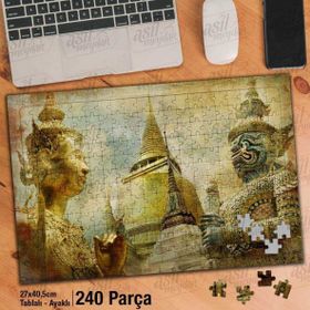 Asil Hobi Hindistan-Budizm-Tapınak-Heykel Yapboz-Ayak Destekli Çerçeveli 240 Parça Puzzle
