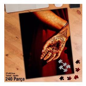 Asil Hobi Hint Kınası-Dövme Deseni-Şekil-Sanat Yapboz-Ayak Destekli Çerçeveli 240 Parça Puzzle