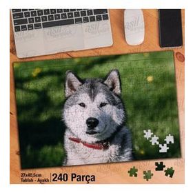 Asil Hobi Husky-Sibirya Kurdu-Vahşi Hayvan Yapboz-Ayak Destekli Çerçeveli 240 Parça Puzzle