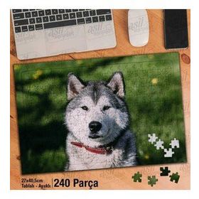 Asil Hobi Husky-Sibirya Kurdu-Vahşi Hayvan Yapboz-Ayak Destekli Çerçeveli 240 Parça Puzzle