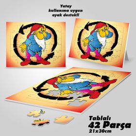 Asil Hobi Huysuz Cüce-7 Cüceler Yapboz-Ayak Destekli Çerçeveli 42 Parça Puzzle