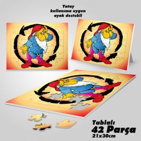 Asil Hobi Huysuz Cüce-7 Cüceler Yapboz-Ayak Destekli Çerçeveli 42 Parça Puzzle