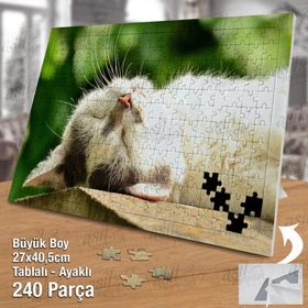 Asil Hobi Huzurlu Uyuyan Kedi-Evcil Hayvanlar-Doğa Yapboz-Ayak Destekli Çerçeveli 240 Parça Puzzle