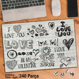 Asil Hobi I Love You-Aşk-Sevgi Yapboz-Ayak Destekli Çerçeveli 240 Parça Puzzle