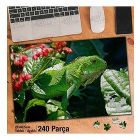 Asil Hobi İguana-Yeşil-Bitki-Çiçek-Hayvan Yapboz-Ayak Destekli Çerçeveli 240 Parça Puzzle