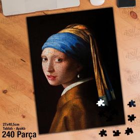 Asil Hobi İnci Küpeki Kadın Yapboz-Ayak Destekli Çerçeveli 240 Parça Puzzle