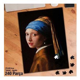Asil Hobi İnci Küpeki Kadın Yapboz-Ayak Destekli Çerçeveli 240 Parça Puzzle