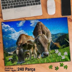 Asil Hobi Inek-Sığır-Kırsal-Tarım-Çiftlik Yapboz-Ayak Destekli Çerçeveli 240 Parça Puzzle