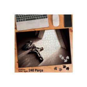 Asil Hobi İsa Mesih Haç Kolye-Işık Yansıma-Dini Yapboz-Ayak Destekli Çerçeveli 240 Parça Puzzle
