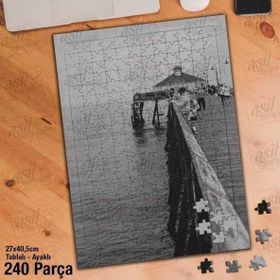 Asil Hobi İskele-Balık Tutan İnsanlar-Deniz Yapboz-Ayak Destekli Çerçeveli 240 Parça Puzzle