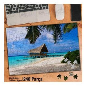 Asil Hobi İskele-Deniz-Ağaçlar-Kumsal-Manzara Yapboz-Ayak Destekli Çerçeveli 240 Parça Puzzle